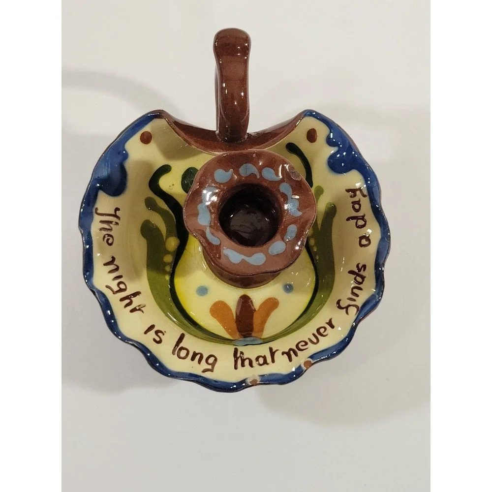 Watcombe Pottery Set Teapot Candle Holder Tray Motto Ware Torquay England